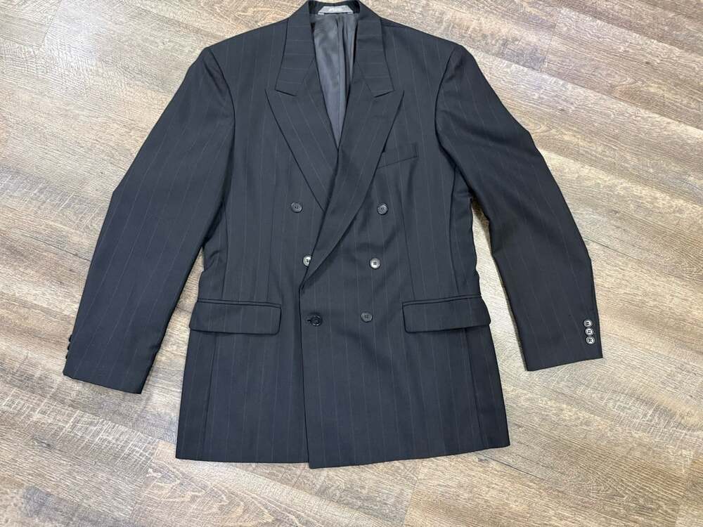 Vintage Haggar Gallery Men’s Double Breasted Black Suit Coat Jacket Blazer SZ L